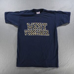 Bayside Mens West Virginia Mountaineers Graphic T-Shirt Small Navy Blue Made USA